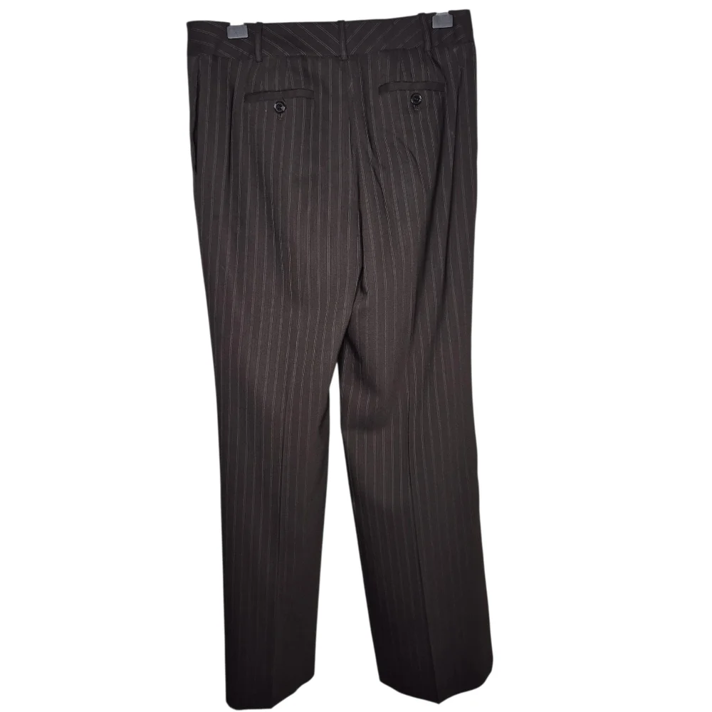 Ann Taylor Brown Pinstripe Wool Blend Dress Pants Size 4 - Picture 4 of 7